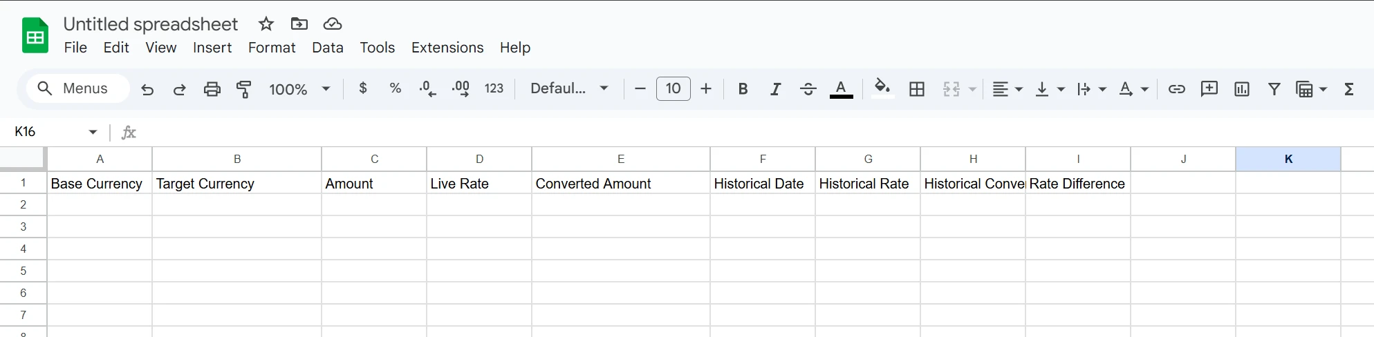 Populate sheet with these options to use the currency conversion API or currency API for currency data foreign exchange rates